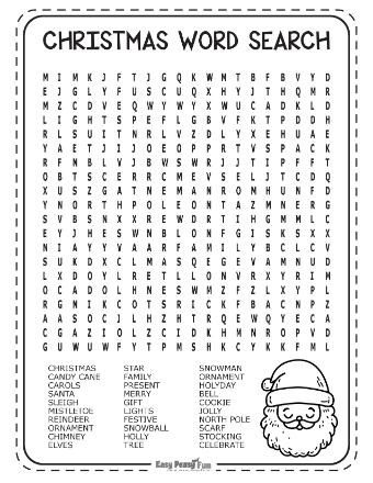 Hard Christmas Wordsearch Puzzles 4