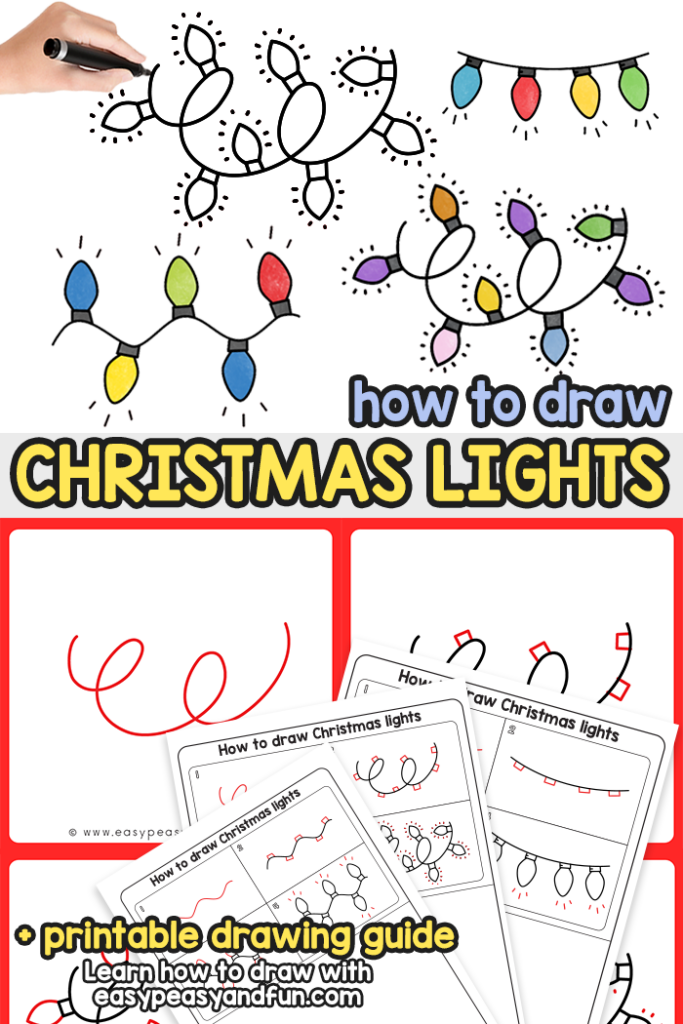 How to Draw Christmas Lights Step by Step Tutorial