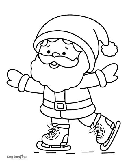 Ice-Skating Santa Claus Image to Color