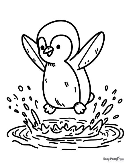 Image of a penguin splashing water