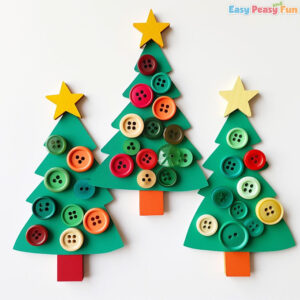 Easy Button Christmas Tree Craft for Kids - Easy Peasy and Fun