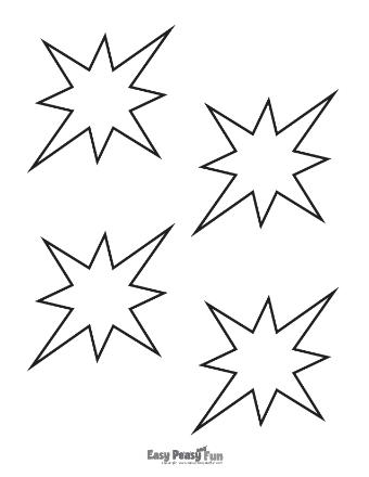 Four Large Star Outlines