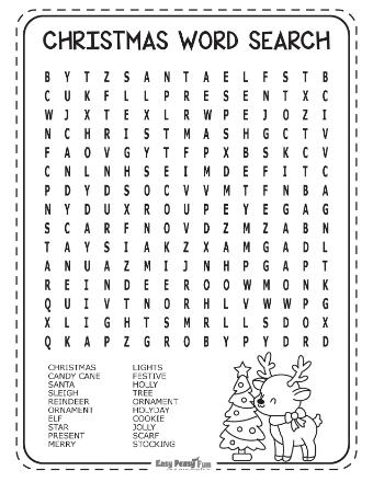 Medium Christmas Word Search Puzzles - no backward words 4
