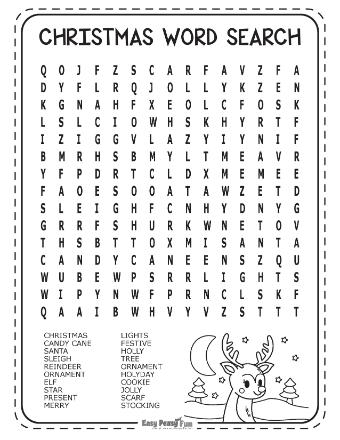 Medium Christmas Word Search Puzzles - no backward words 6