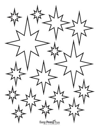 Mixed Sizes Star Outlines with 16 Stars