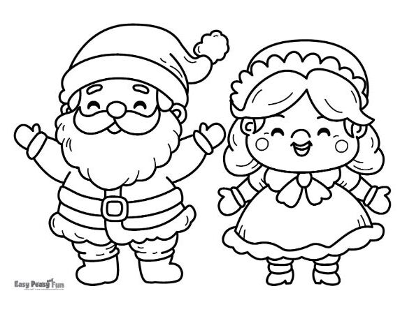 Mr and Mrs Santa Coloring Sheet