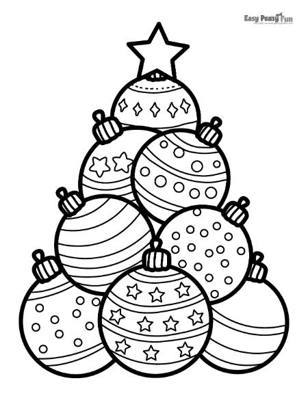 Christmas Ornaments in a Shape of Xmas Tree for Coloring