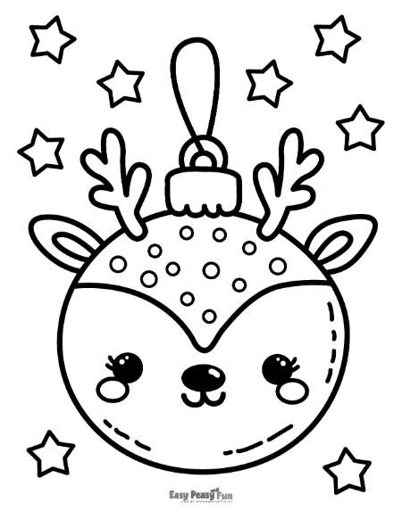 Reindeer Christmas Ornament Image to Color