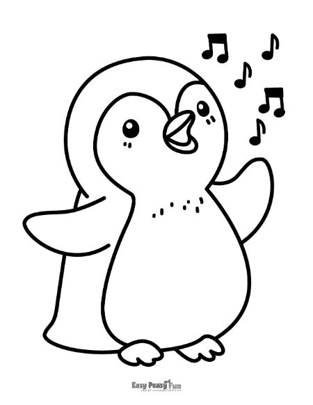 Singing penguin coloring page