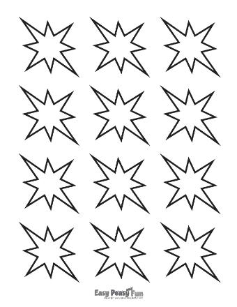 Twelve Small Star Outlines