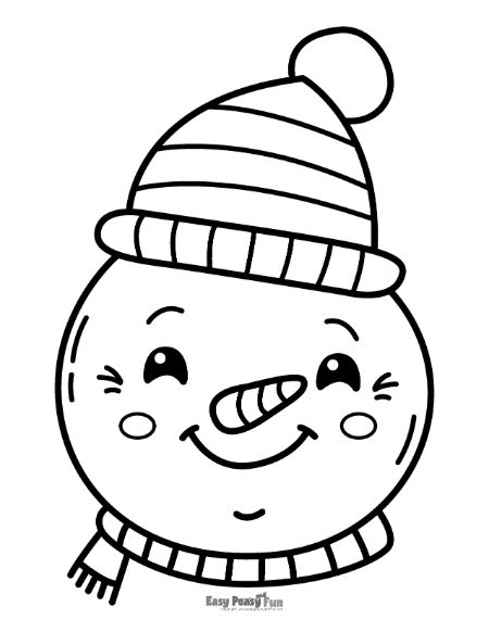 Smiling Snowman with a Hat and a Scarf for Coloring