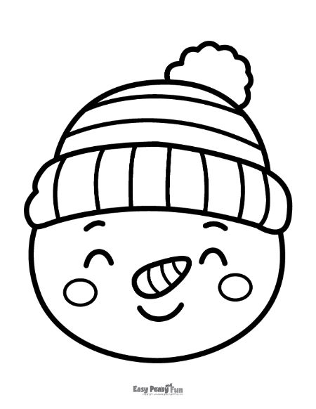 Smiling Snowman with a Hat Illustration to Color
