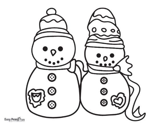 Couple of Snowmen to Color