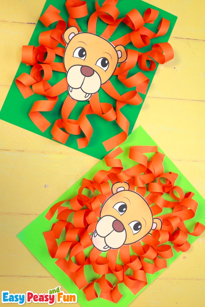 Swirly Paper Lion Craft Template