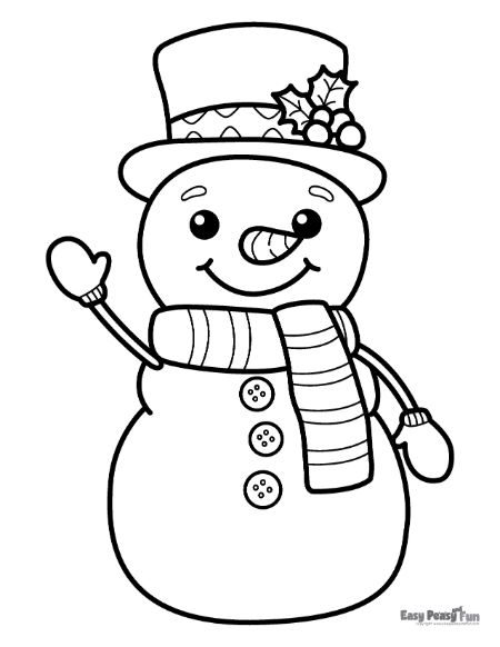 Waving Snowman Coloring Page