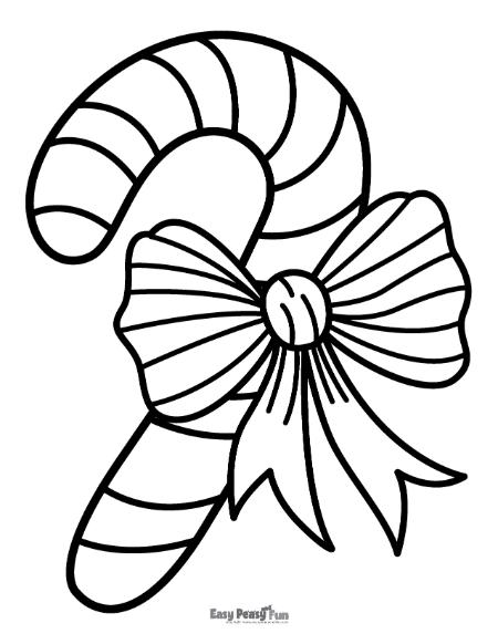 Big candy cane with a bow image to color