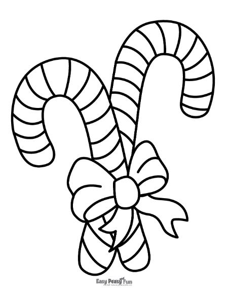 Two candy canes connected with a bow coloring sheet