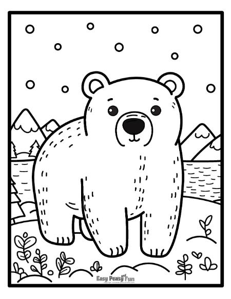 Cute image of a polar bear for coloring
