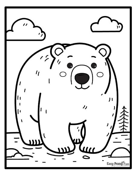 Big polar bear picture for coloring