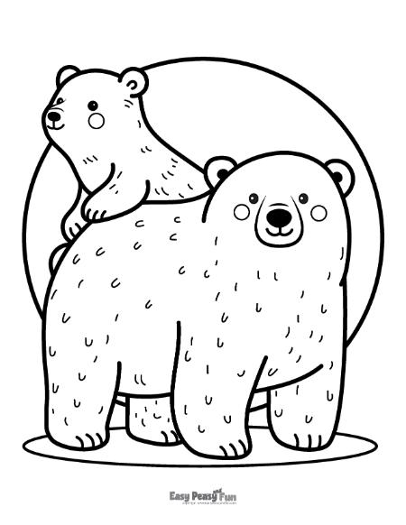 Illustration of two polar bears to color