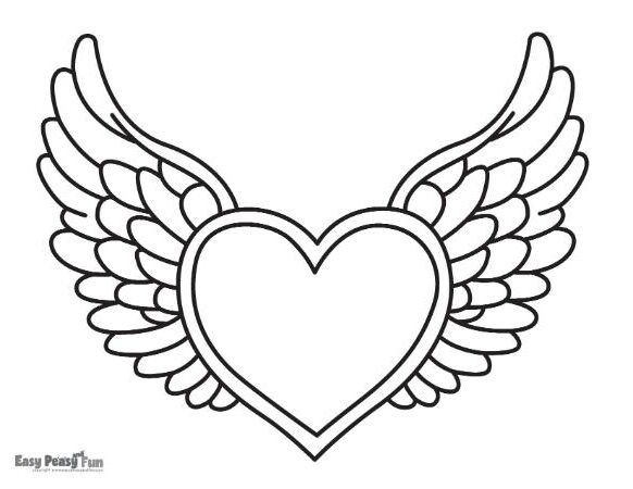 Heart with wings for Valentine's Day coloring page