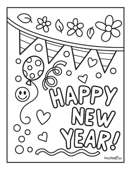 Happy New Year Decorations for coloring