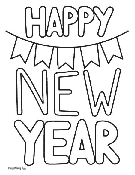 Happy New Year coloring sheet