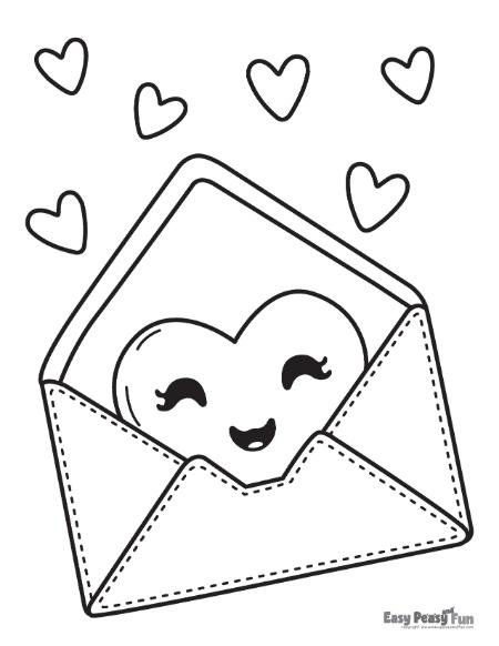 Love letter for Valentine's Day coloring page