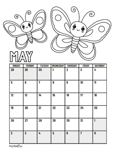 May Calendar to Color