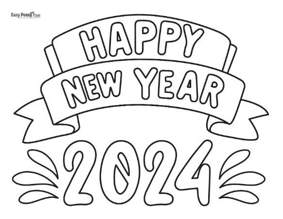 2024 New Year coloring sheet