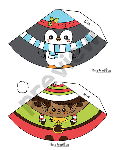 Penguin and Christmas Elf Christmas Cone Craft