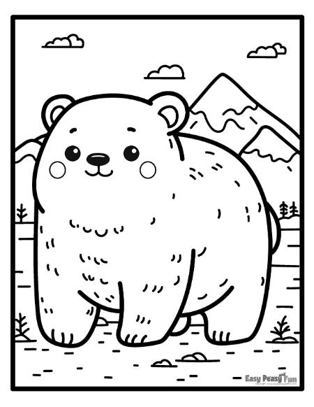 Smiling polar bear illustration to color
