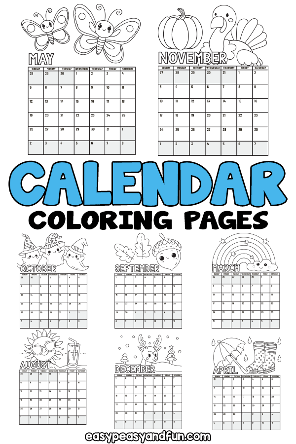 Printable Calendar Coloring Pages