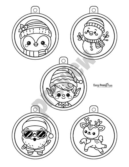 Printable Christmas Ornaments to Color in