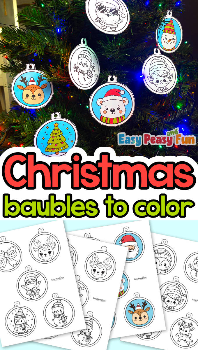 Printable Christmas Ornaments to Color - Lots of Baubles to Color in