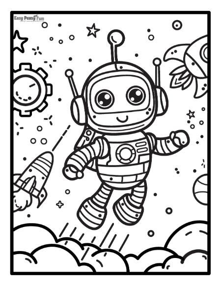 Image of a robot in space to color