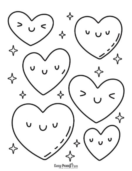 Cute hearts  image to color on Valentine's Day