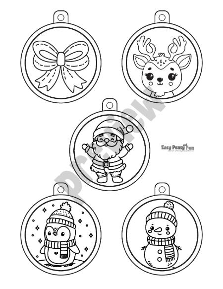 Printable Christmas Baubles to Color