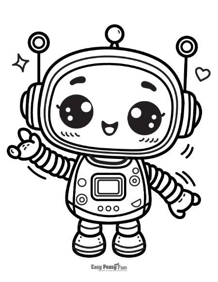 Cute robot coloring page