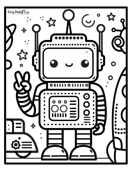 Robot in space for coloring