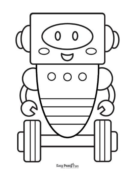 Easy to color robot coloring sheet