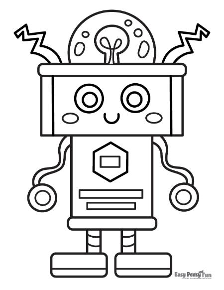 Robot with a light bulb for coloring