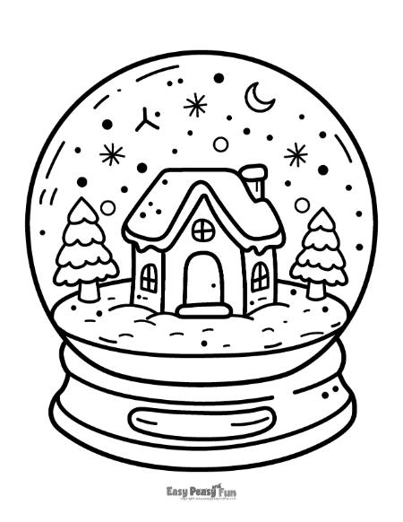 House inside a snowglobe coloring page