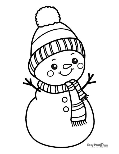 Big happy snowman coloring page