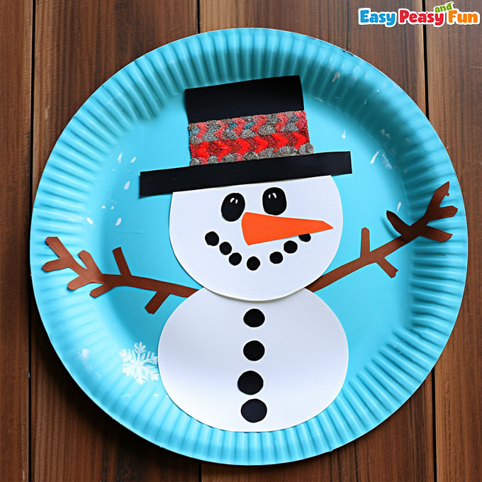 Snowman Paper Plate Craft - Super Simple