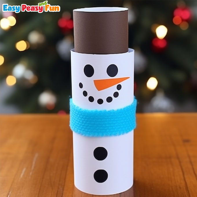 Toilet Paper Roll Snowman Craft with Scarf
