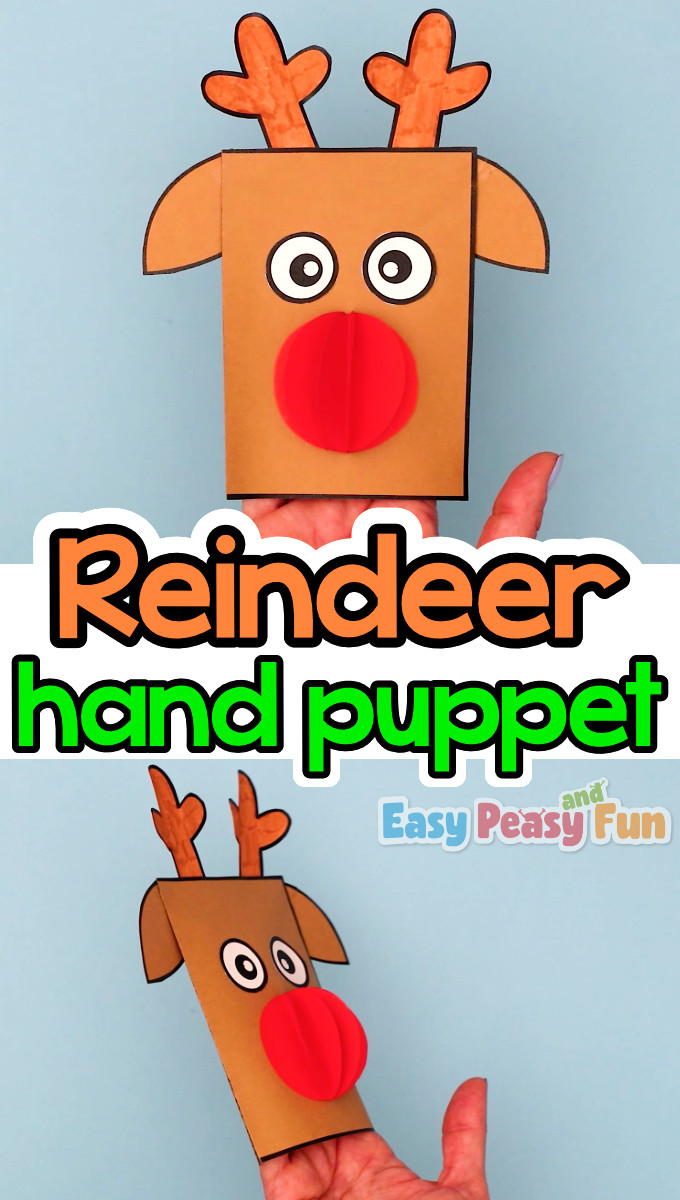 Build a Reindeer Puppet Template Craft for Kids