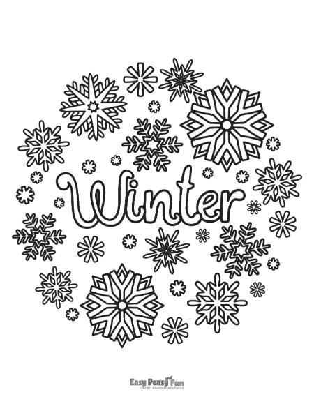 Intricate winter coloring page