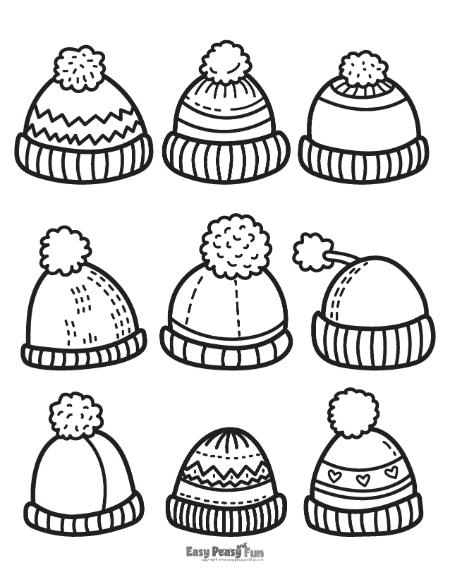 Winter hats coloring sheet