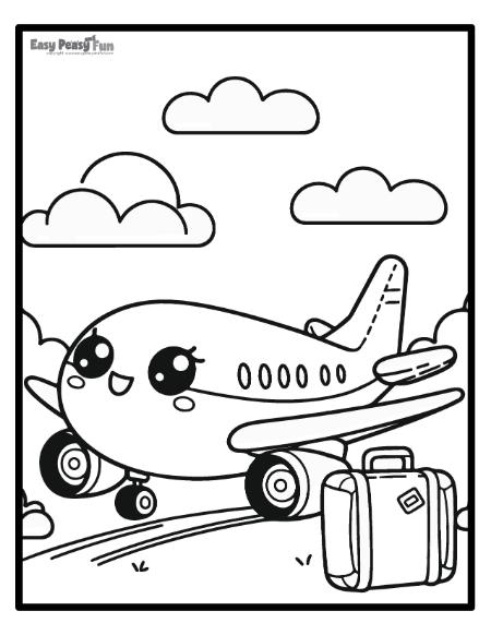 Cute plane picture to color.